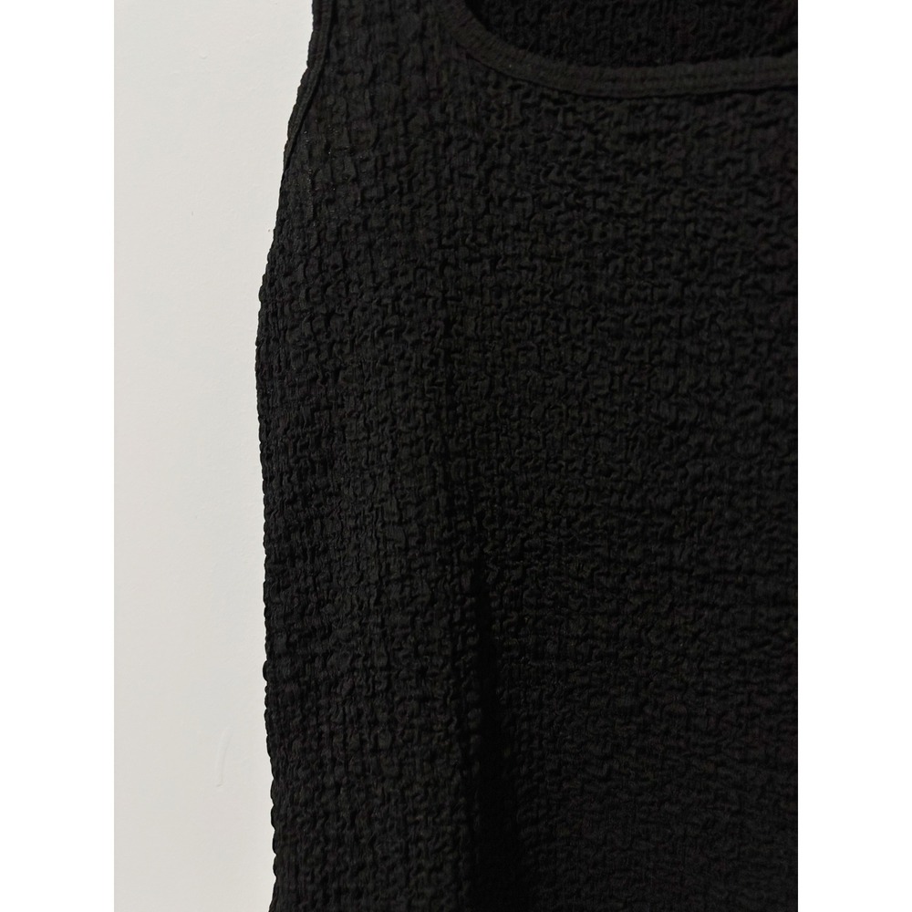 Old Navy Tank Top Women Size M Black Textured Square Neck Stretch Sleeveless - Picture 2 of 7